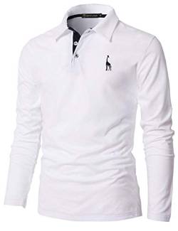 GHYUGR Poloshirt Herren Langarm Golf T-Shirt mit Fashion Giraffe Stickerei Polos,Weiß,3XL von GHYUGR