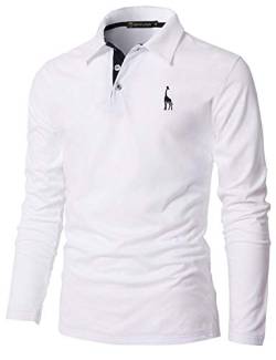 GHYUGR Poloshirt Herren Langarm Golf T-Shirt mit Fashion Giraffe Stickerei Polos,Weiß,XL von GHYUGR