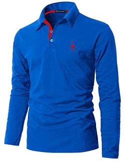 GHYUGR Poloshirt Herren Langarm Golf T-Shirt mit Fashion Giraffe Stickerei Polos (L, Blau 2) von GHYUGR