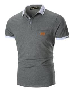 GHYUGR Poloshirts Herren Basic Kurzarm Baumwolle Polohemd Golf T-Shirt S-XXL,Grau,XXL von GHYUGR