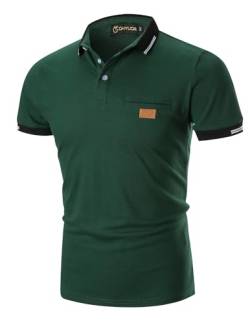 GHYUGR Poloshirts Herren Basic Kurzarm Baumwolle Polohemd Golf T-Shirt S-XXL,Grün 2,3XL von GHYUGR