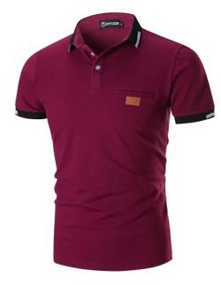GHYUGR Poloshirts Herren Basic Kurzarm Baumwolle Polohemd Golf T-Shirt S-XXL,Rot,L von GHYUGR