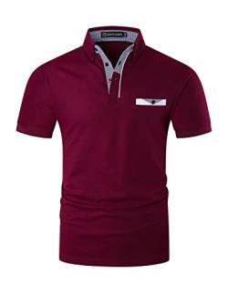 GHYUGR Poloshirts für Herren Kurzarm T-Shirt Casual Plaid spleißen Polohemd,Rot 1,M von GHYUGR