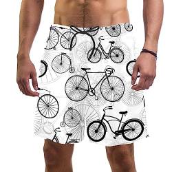 GIAPB Herren Badehose,Herren Polyester Shorts lässige elastische Taille Kordelzug Sommer Strand Shorts,Fahrrad nahtloses Muster,L von GIAPB