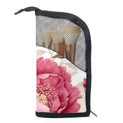 Kosmetik Reisetasche,Schminktaschen für Damen,Bunte Pflanzen Pfingstrosen Blumen Kunst Illustration von GIAPB
