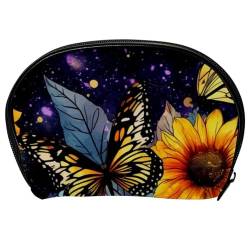 Kosmetik Reisetasche,Schminktaschen für Damen,Bunte Schmetterlings und Sonnenblumenillustration von GIAPB