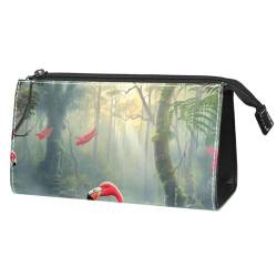 Kosmetik Reisetasche,Schminktaschen für Damen,Bunte tierische Flamingos Dschungel Illustration von GIAPB