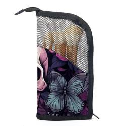 Kosmetik Reisetasche,Schminktaschen für Damen,Buntes Schmetterlings und Totenkopfmuster von GIAPB