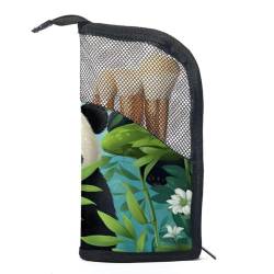 Kosmetik Reisetasche,Schminktaschen für Damen,Tierische Panda Bär Pflanzen Blumen Illustration von GIAPB