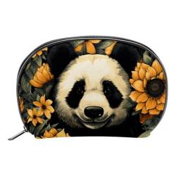 Kosmetik Reisetasche,Schminktaschen für Damen,Tierische Panda Bär Sonnenblumen Kunstillustration von GIAPB