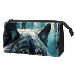 Kosmetik Reisetasche,Schminktaschen für Damen,Tierisches Wolfskopf Kunst buntes Muster von GIAPB