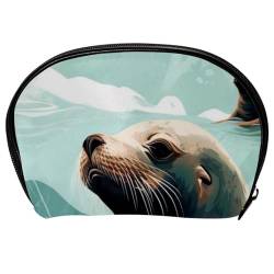 Make up Tasche klein,Make up Reisetasche,Ozean Robben Kunst Tier Illustration von GIAPB