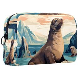 Make up Tasche klein,Make up Reisetasche,Tierische Robben Kunst Ozean Illustration von GIAPB