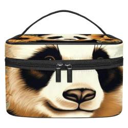 Make up Tasche klein,Make up Reisetasche,Tierisches Pandabär Sonnenblumen Kunstmuster von GIAPB