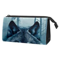 Make up Tasche klein,Make up Reisetasche,Tierisches Wolfskopf Kunst buntes Muster von GIAPB