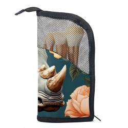 Make up Taschen Organizer,Kosmetiktaschen für Damen,Tierische Nashorn und Blumenillustration von GIAPB