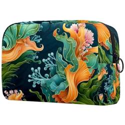 Make up Taschen für Damen,Kulturbeutel für Herren,Buntes Meerespflanzen Kunstmuster von GIAPB