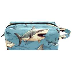Make up Taschen für Damen,Kulturbeutel für Herren,Kunst Haifisch Muster von GIAPB