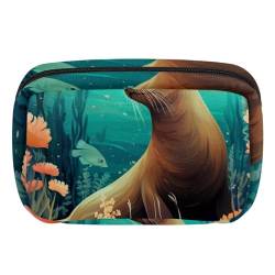 Make up Taschen für Damen,Kulturbeutel für Herren,Ozean Robben Kunst Tier Illustration von GIAPB