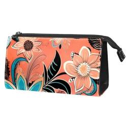 Reise Kulturbeutel,kleine Make up Tasche,Buntes Blumenkunst Blumenmuster von GIAPB