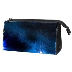 Reise Kulturbeutel für Frauen,kleine Make up Tasche,Blaues Galaxie Planetenmuster von GIAPB