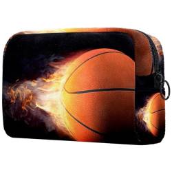 Reise Kulturbeutel für Frauen,kleine Make up Tasche,Brennender Basketball von GIAPB