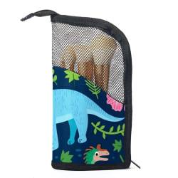 Reise Kulturbeutel für Frauen,kleine Make up Tasche,Dinosaurier Blätter Blumen Pflanzen Tiere von GIAPB