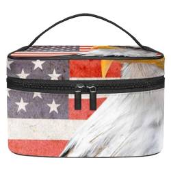 Reise Kulturbeutel für Frauen,kleine Make up Tasche,Tiere Vögel amerikanische Flagge Muster von GIAPB