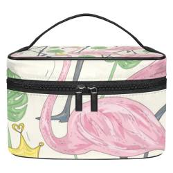 Reise Kulturbeutel für Frauen,kleine Make up Tasche,Tropisches Flamingo Muster von GIAPB