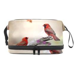 Reise Kulturbeutel für Frauen,kleine Make up Tasche,Vogel und Blumenlandschaft von GIAPB