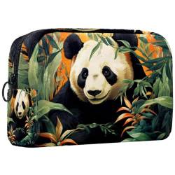 Reise Make up Tasche,Reise Kulturbeutel für Frauen,Tierisches Pandabär Pflanzenblattmuster von GIAPB