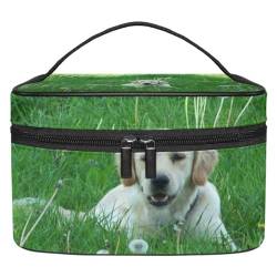 Reise Make up Tasche,kleine Make up Tasche,Hundetier Grünmuster von GIAPB