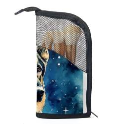 Reise Make up Tasche,kleine Make up Tasche,Schäferhund Tier Sternenhimmel Illustration von GIAPB