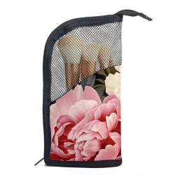 Reisekosmetiktasche,Make up Organizer Tasche,Buntes Pflanzen Pfingstrosen Blumen Kunstmuster von GIAPB