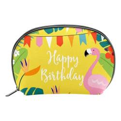 Schminktasche für Damen,Kulturtasche für Herren,Alles Gute zum Geburtstag Flamingo Blumen Blätter von GIAPB