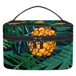 Schminktasche für Damen,Kulturtasche für Herren,Tropische Blätter Ananaspflanze Fruchtmuster von GIAPB