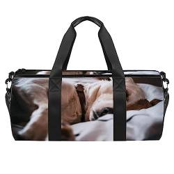 Sporttasche für Damen,Reisetasche,Übernachtungstasche,Trainingstasche,Bild eines schlafenden weißen Hundes von GIAPB