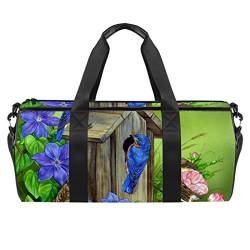 Sporttasche für Damen,Reisetasche,Übernachtungstasche,Trainingstasche,Blaue Vogel Schmetterlings Blume von GIAPB