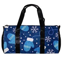 Turnbeutel für Damen,Reisetasche,Turnbeutel für Herren,Sporttasche,Blaue Fäustlinge und Schneeflocken von GIAPB