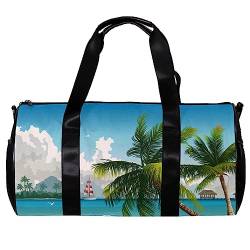 Turnbeutel für Damen,Reisetasche,Turnbeutel für Herren,Sporttasche,Palme mit Blick auf den Strand von GIAPB