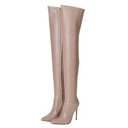 GIARO ARABELLA Premium Stiefel für Damen - elegante High-Heels - Kniestiefel mit hohem Absatz - Damenstiefel - Stöckelschuhe für Frauen - erhältlich in 15 Farben (Taupe, numeric_37) von GIARO