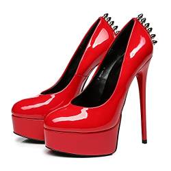 GIARO Bad Girl Premium High-Heels für Damen - Elegante Stöckelschuhe - Damenschuhe mit hohem Absatz - verführerische Schuhe - Pumps erhältlich in 9 Farben (Rot Glanz, Numeric_38) von GIARO