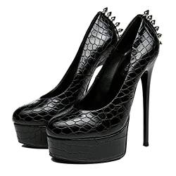 GIARO Bad Girl Premium High-Heels für Damen - Elegante Stöckelschuhe - Damenschuhe mit hohem Absatz - verführerische Schuhe - Pumps erhältlich in 9 Farben (Schwarz Crock, Numeric_46) von GIARO