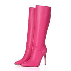 GIARO MILA Premium Stiefel für Damen - elegante High-Heels - Kniestiefel mit hohem Absatz - Damenstiefel - Stöckelschuhe für Frauen - erhältlich in 21 Farben (Fuchsia Matt, numeric_40) von GIARO