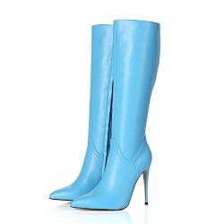 GIARO MILA Premium Stiefel für Damen - elegante High-Heels - Kniestiefel mit hohem Absatz - Damenstiefel - Stöckelschuhe für Frauen - erhältlich in 21 Farben (Hellblau Matt, numeric_43) von GIARO