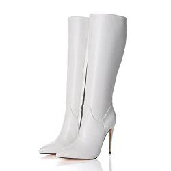 GIARO MILA Premium Stiefel für Damen - elegante High-Heels - Kniestiefel mit hohem Absatz - Damenstiefel - Stöckelschuhe für Frauen - erhältlich in 21 Farben (Weiß Matt, numeric_41) von GIARO