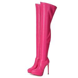 GIARO SPIRE Premium Stiefel für Damen - elegante High-Heels - Kniestiefel mit hohem Absatz - Damenstiefel - Stöckelschuhe für Frauen - erhältlich in 14 Farben (Fuchsia Matt, numeric_40) von GIARO