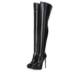 GIARO SPIRE Premium Stiefel für Damen - elegante High-Heels - Kniestiefel mit hohem Absatz - Damenstiefel - Stöckelschuhe für Frauen - erhältlich in 14 Farben (Schwarz Matt, numeric_44) von GIARO