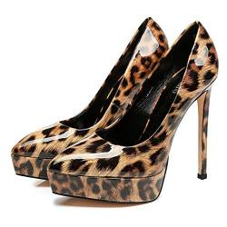 GIARO Sant Premium High-Heels für Damen - Elegante Stöckelschuhe - Damenschuhe mit hohem Absatz - verführerische Schuhe mit Stilettoabsatz - Pumps erhältlich in 10 Farben (Leo Glanz, Numeric_39) von GIARO