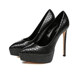 GIARO Sant Premium High-Heels für Damen - Elegante Stöckelschuhe - Damenschuhe mit hohem Absatz - verführerische Schuhe mit Stilettoabsatz - Pumps erhältlich in 10 Farben (Schwarz Crock, Numeric_38) von GIARO